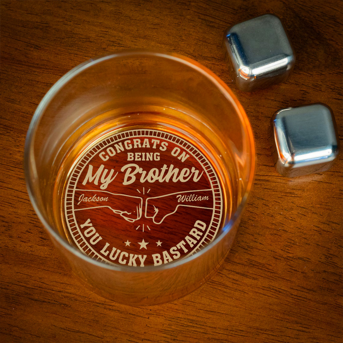 Congrats My Bro - Personalized Custom Engraved Whiskey Glass