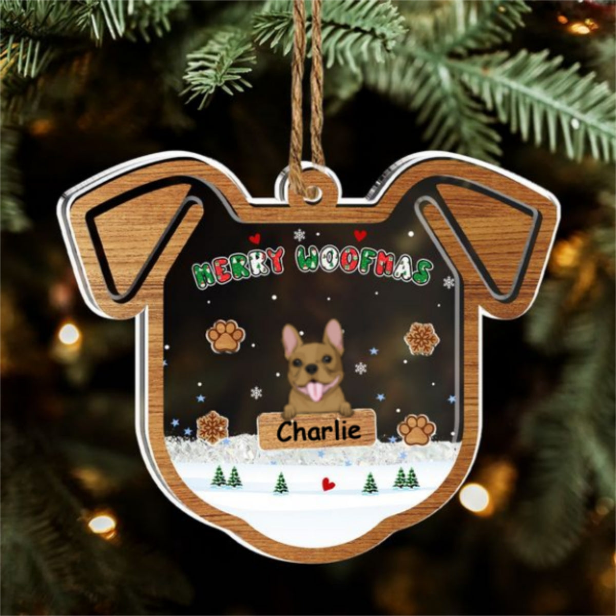 Merry Woofmas Ver 2 - Personalized Custom Acrylic Shaker Ornament