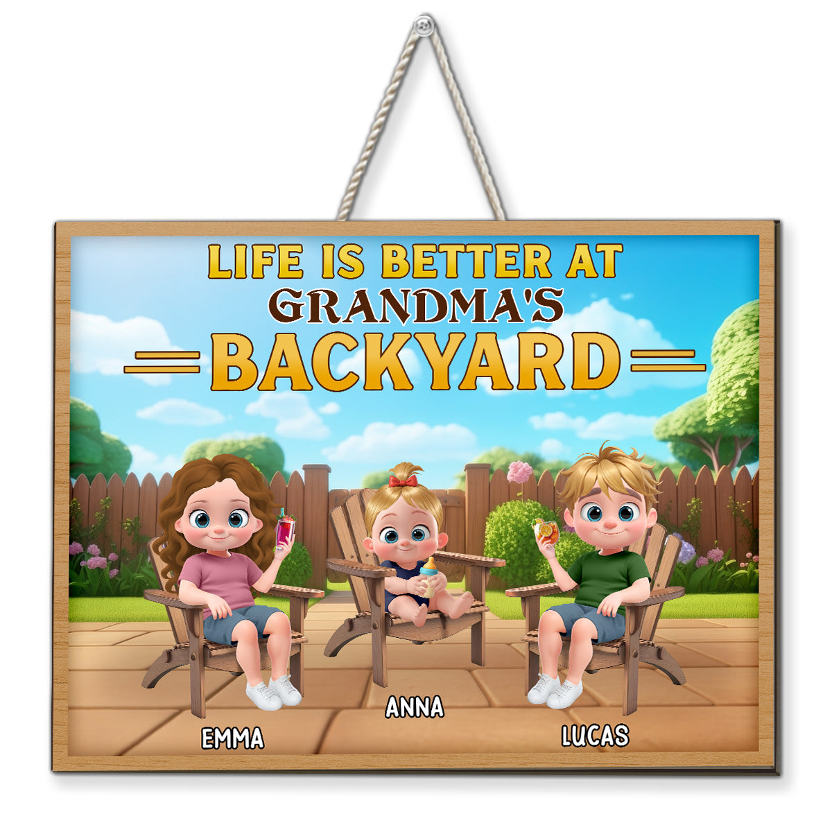Welcome To Grandma Backyard - Personalized Custom Wood Sign