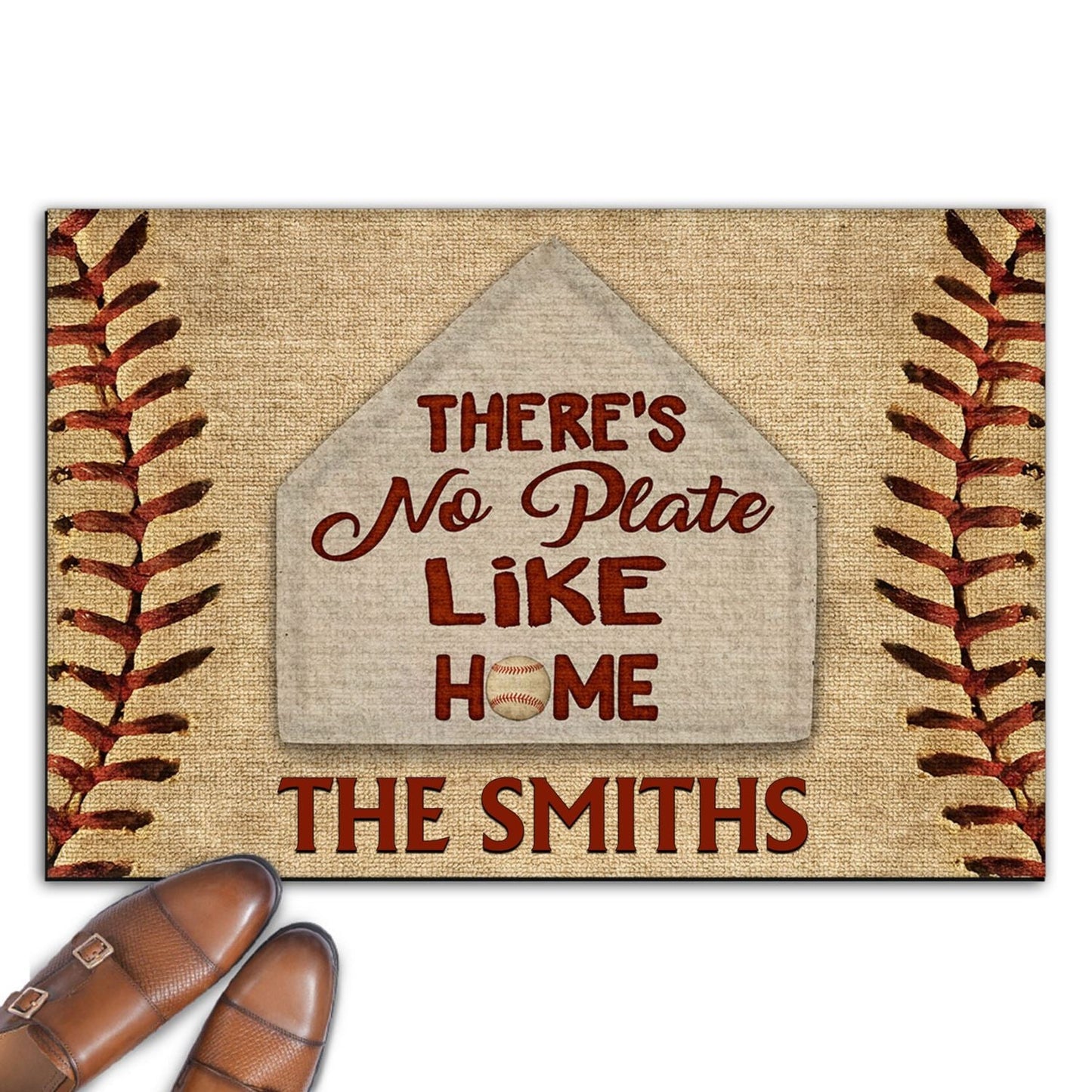 There Is No Plate Like Home Baseball -  Personalized Custom Doormat