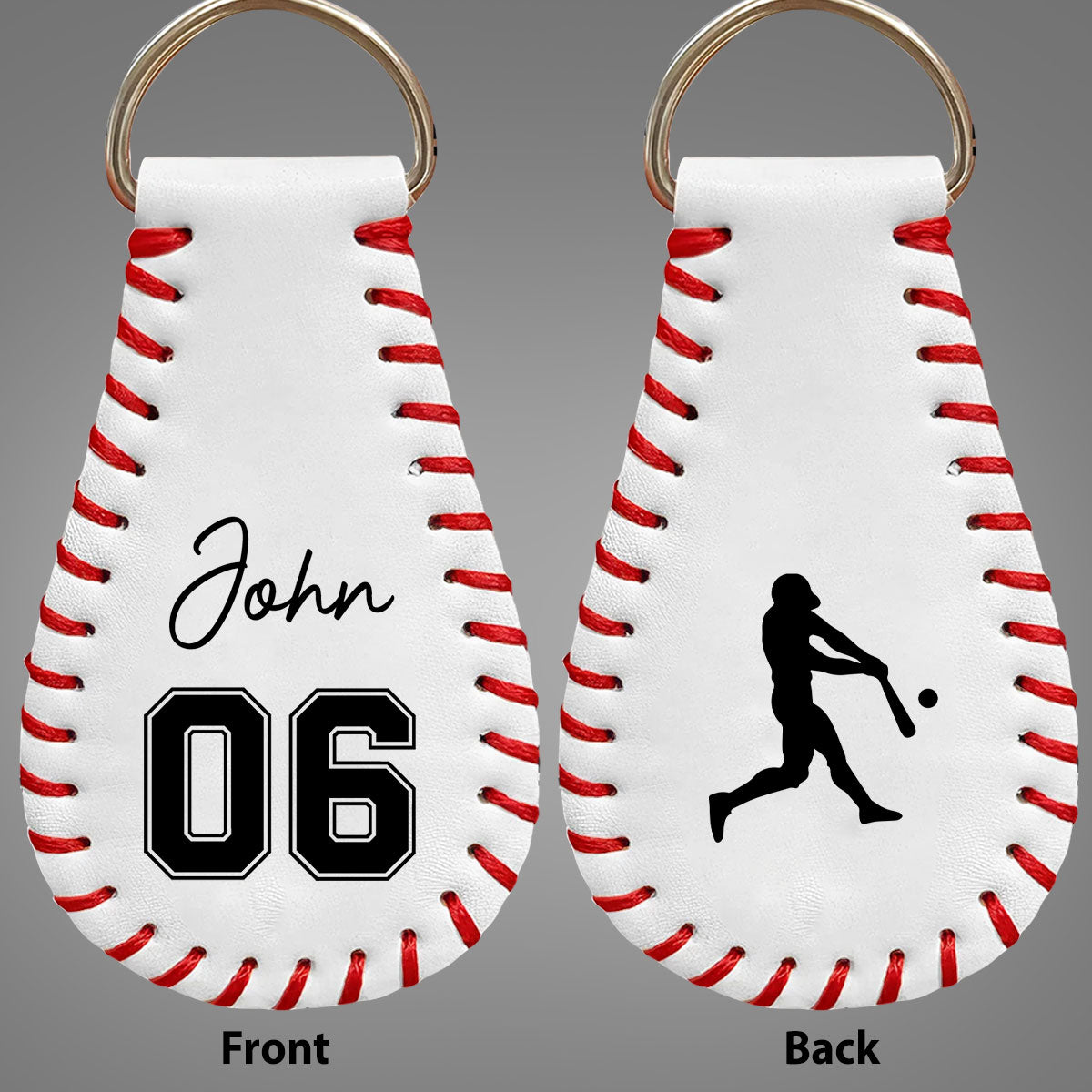 Baseball Ball - Personalized Custom Leather Baseball Keychain