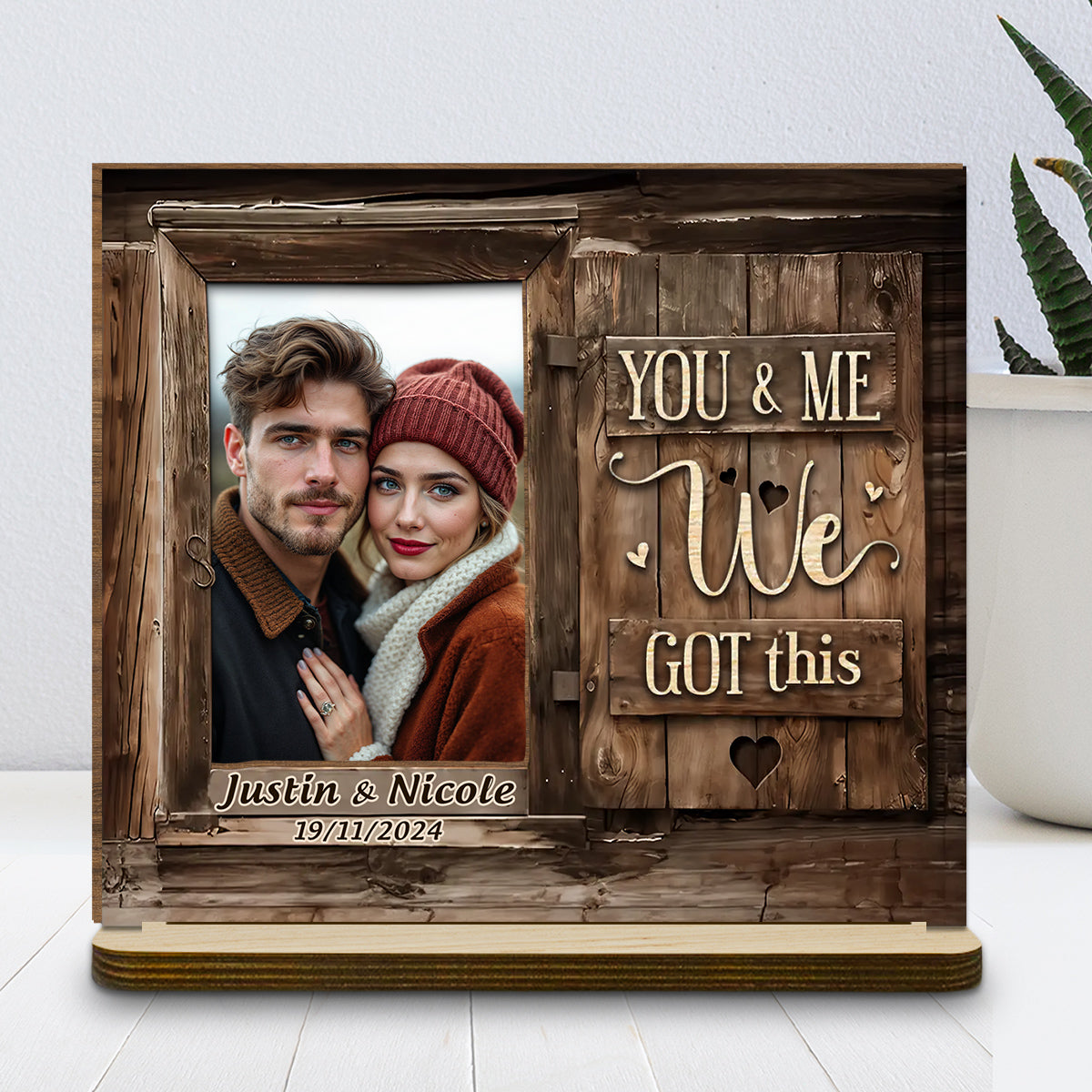 God Knew My Heart Needed You - Personalized Custom 2-Layer Wood Plaque With Flat Base