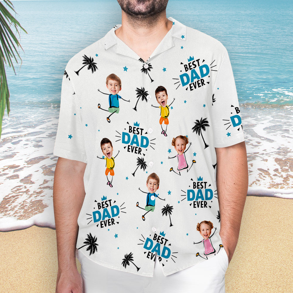 Custom Photo Best Dad Ever Coconut Palm - Personalized Custom Hawaiian Shirt