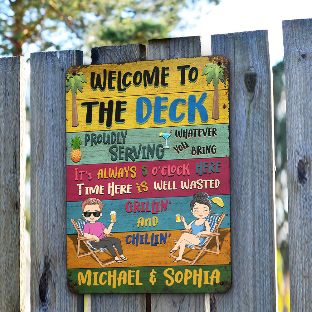 Welcome To The Poolside - Personalized Custom Metal Sign