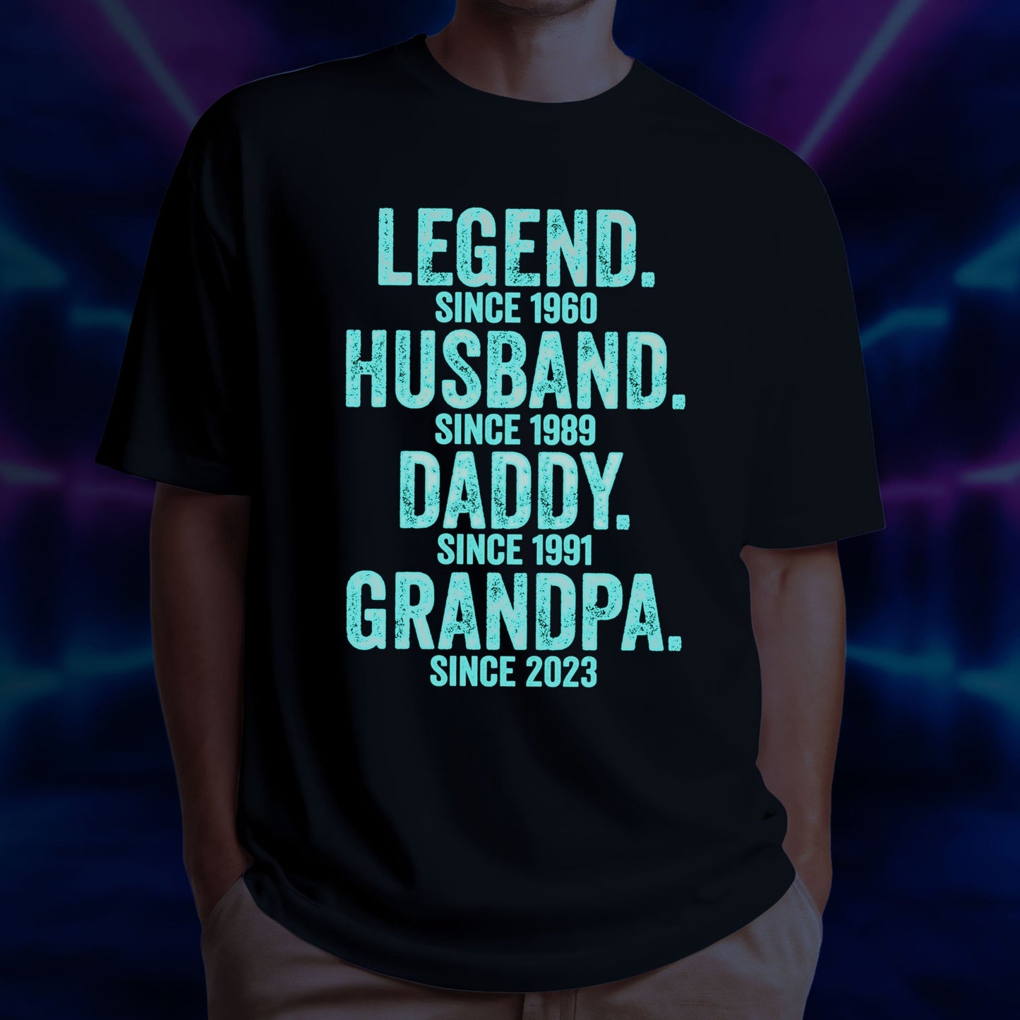 Legend Husband Dad Papa - Personalized Custom Fluorescent T-shirt