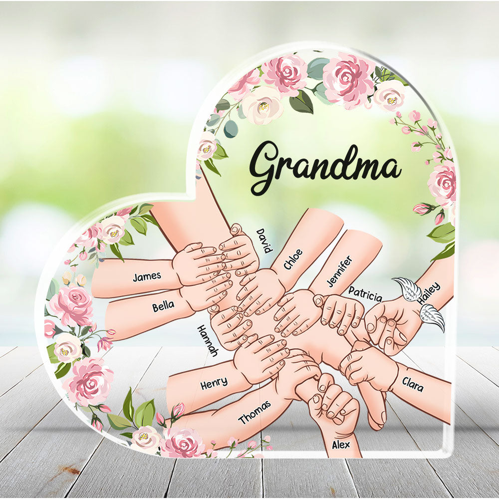 Holding Hand With Grandkids - Personalized Custom Acrylic Plaque