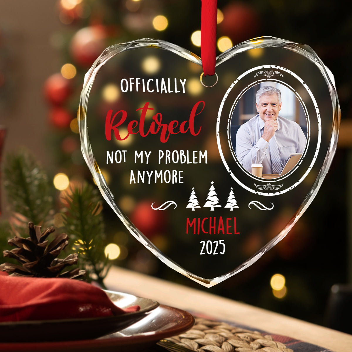 Work Ends Adventure Starts Today - Personalized Custom Glass Ornament