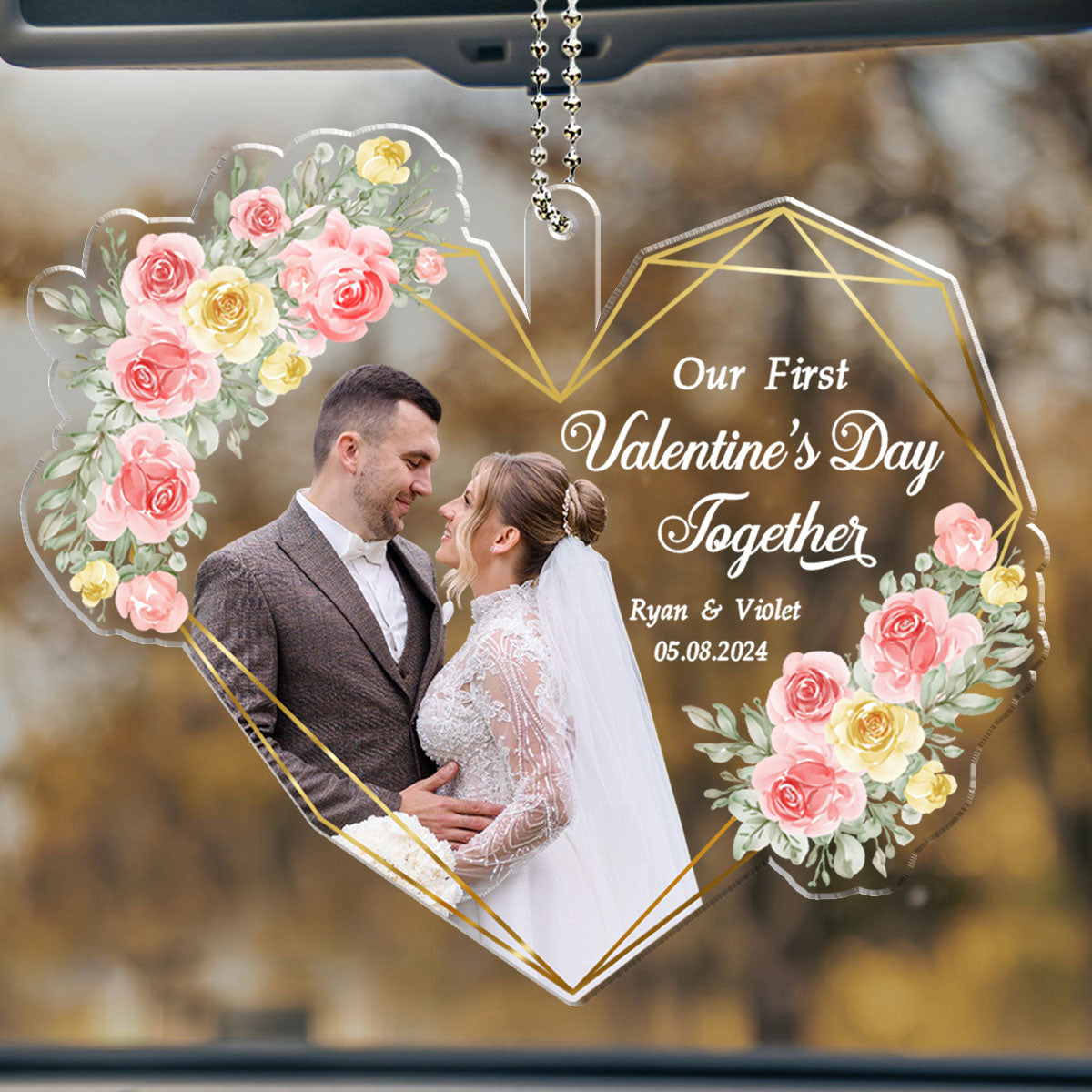 Our First Valentine Marriage - Personalized Custom Car Ornament