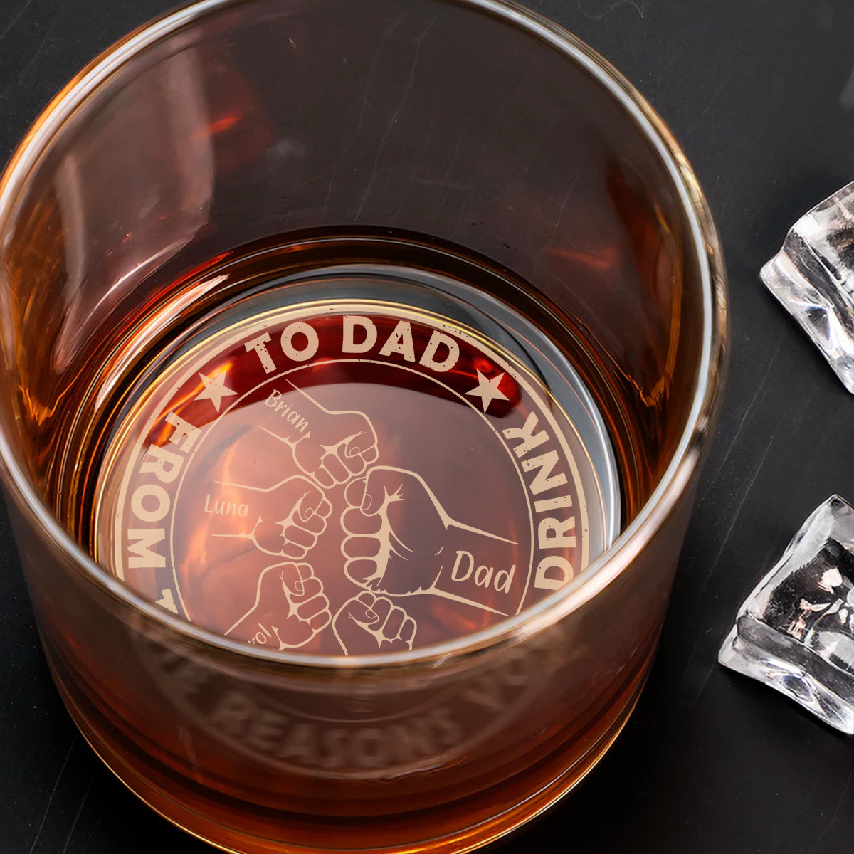 To Dad From The Reasons You Drink - Personalized Custom Engraved Whiskey Glass