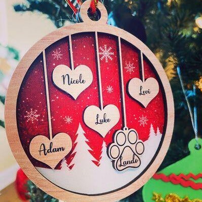 Family Ornament - Personalized Custom 2-layered Wood Ornament