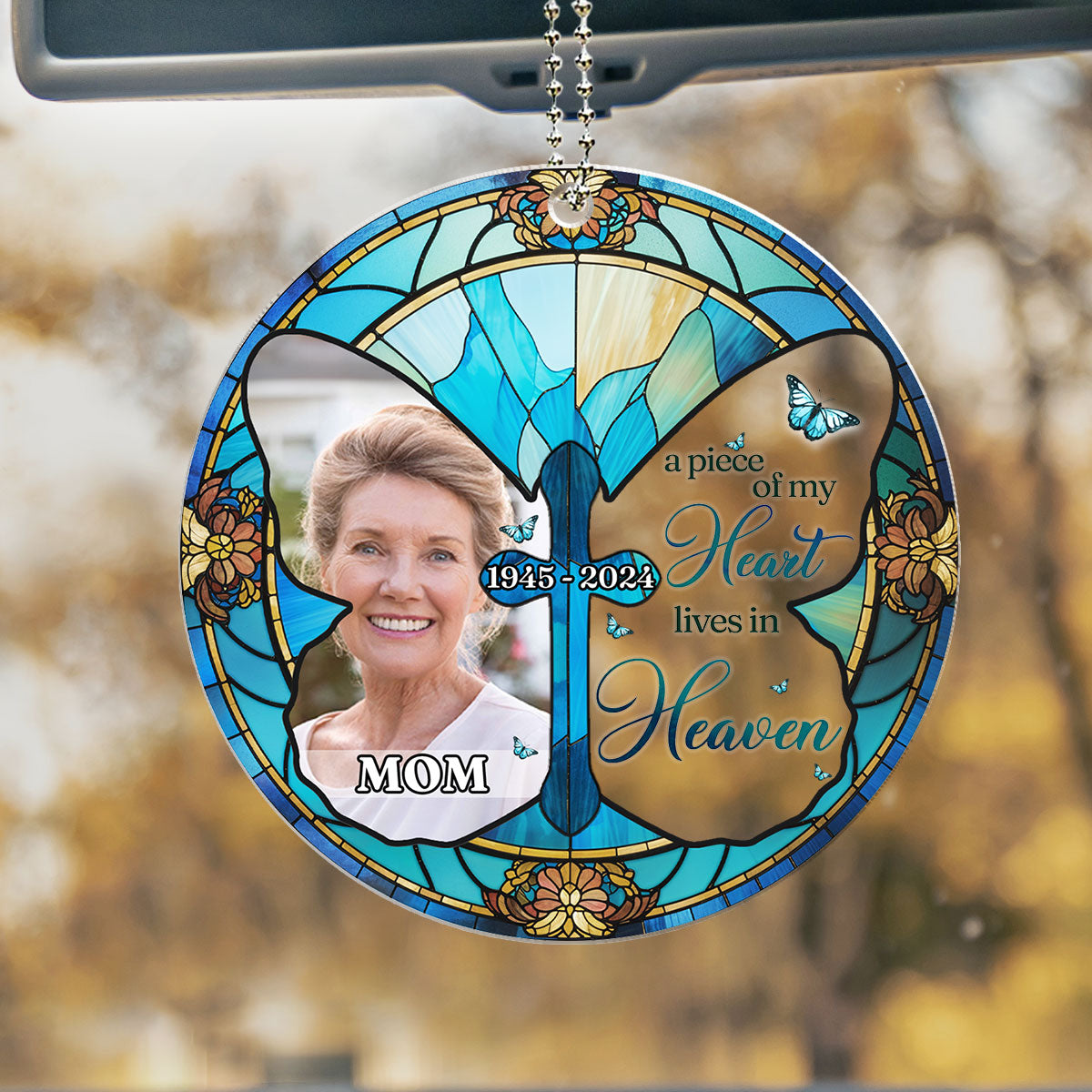 A Piece Of My Heart Lives In Heaven - Personalized Custom Car Ornament