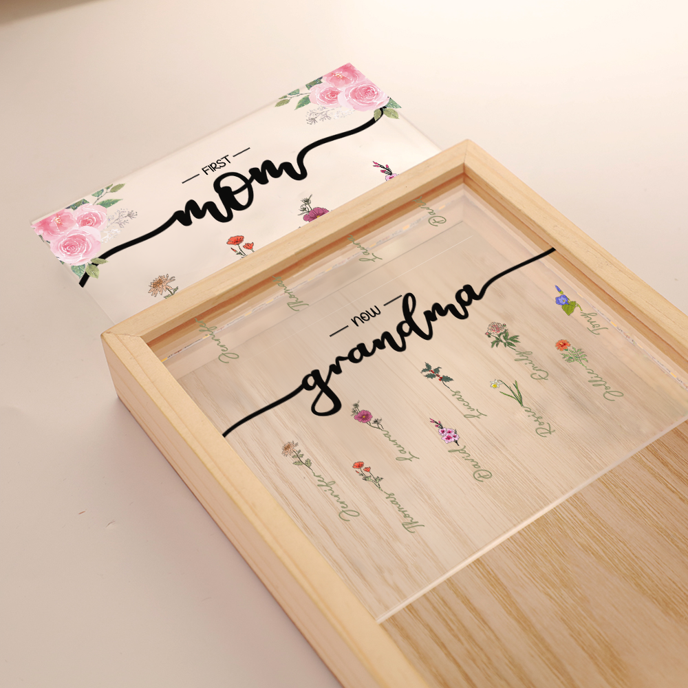 First Mom Now Grandma - Personalized Frame Light Box