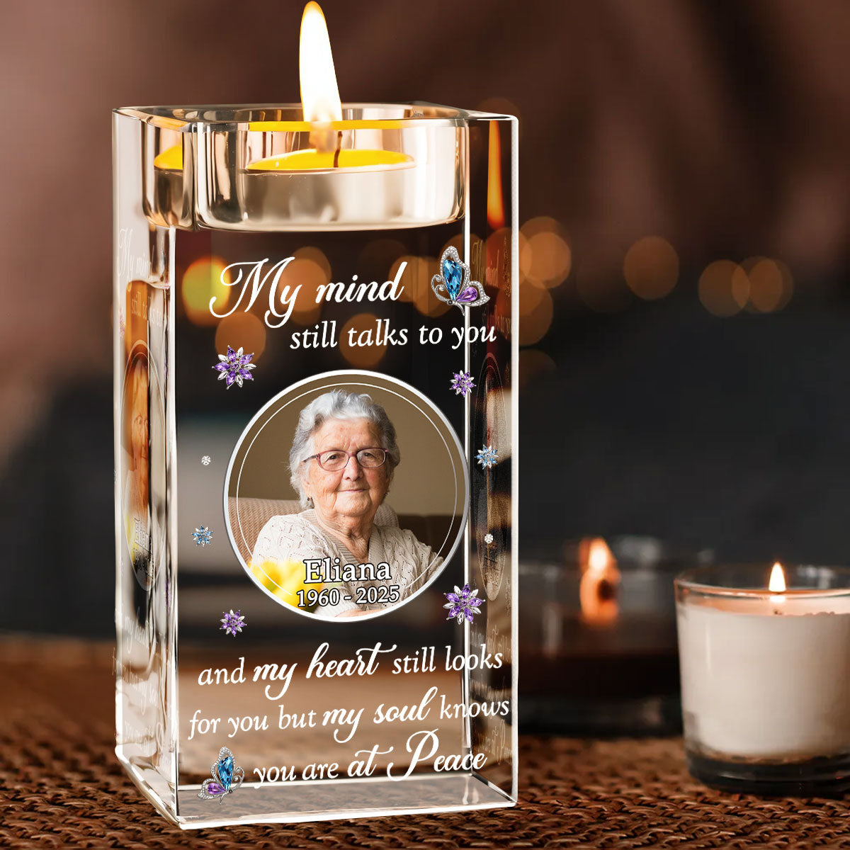 In My Mind - Personalized Custom Crystal Candle Holder