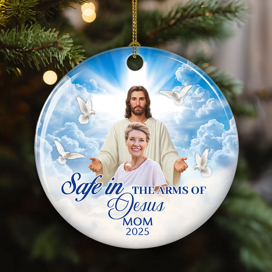 Safe In The Arms Of Jesus - Personalized Custom Ceramic Ornament