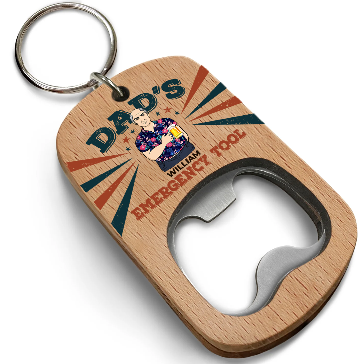 Dads Survival Kit Essential - Personalized Custom Bottle Opener Keychain
