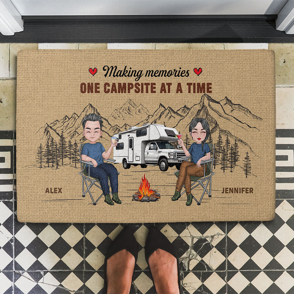 One Campsite At A Time  - Personalized Custom Doormat