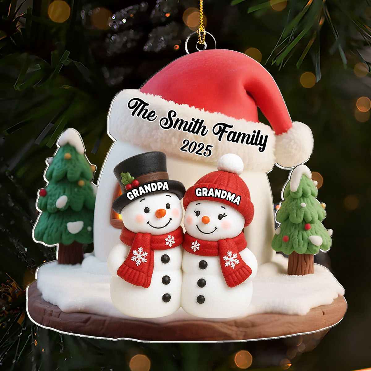 Snowman House - Personalized Custom Acrylic Ornament