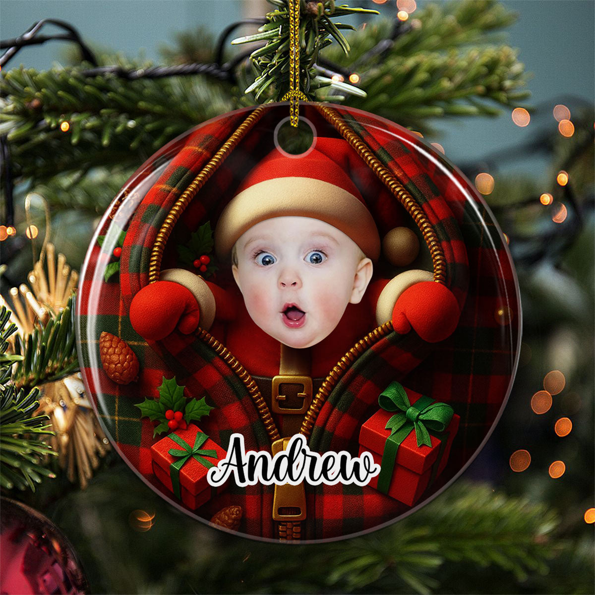 Kid Custom Photo Christmas - Personalized Custom 3D Inflated Effect Ceramic Ornament