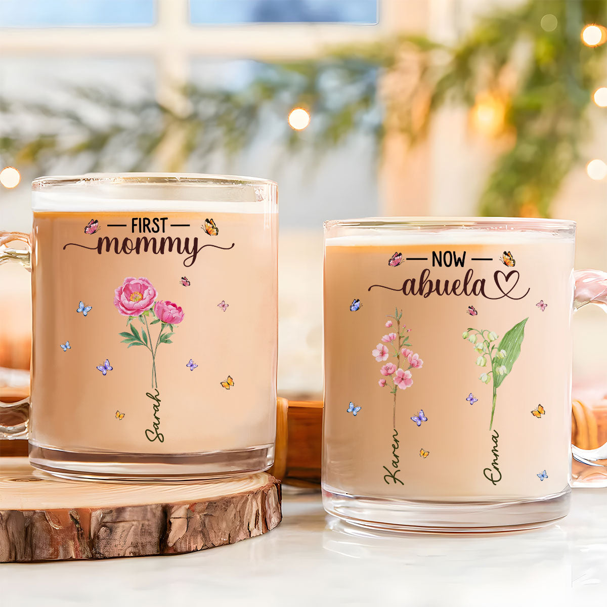 Grandma Birthmonth Flower - Personalized Custom Glass Mug