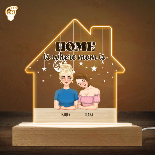 Home Is Where My Mom Is - Personalized Custom LED Light