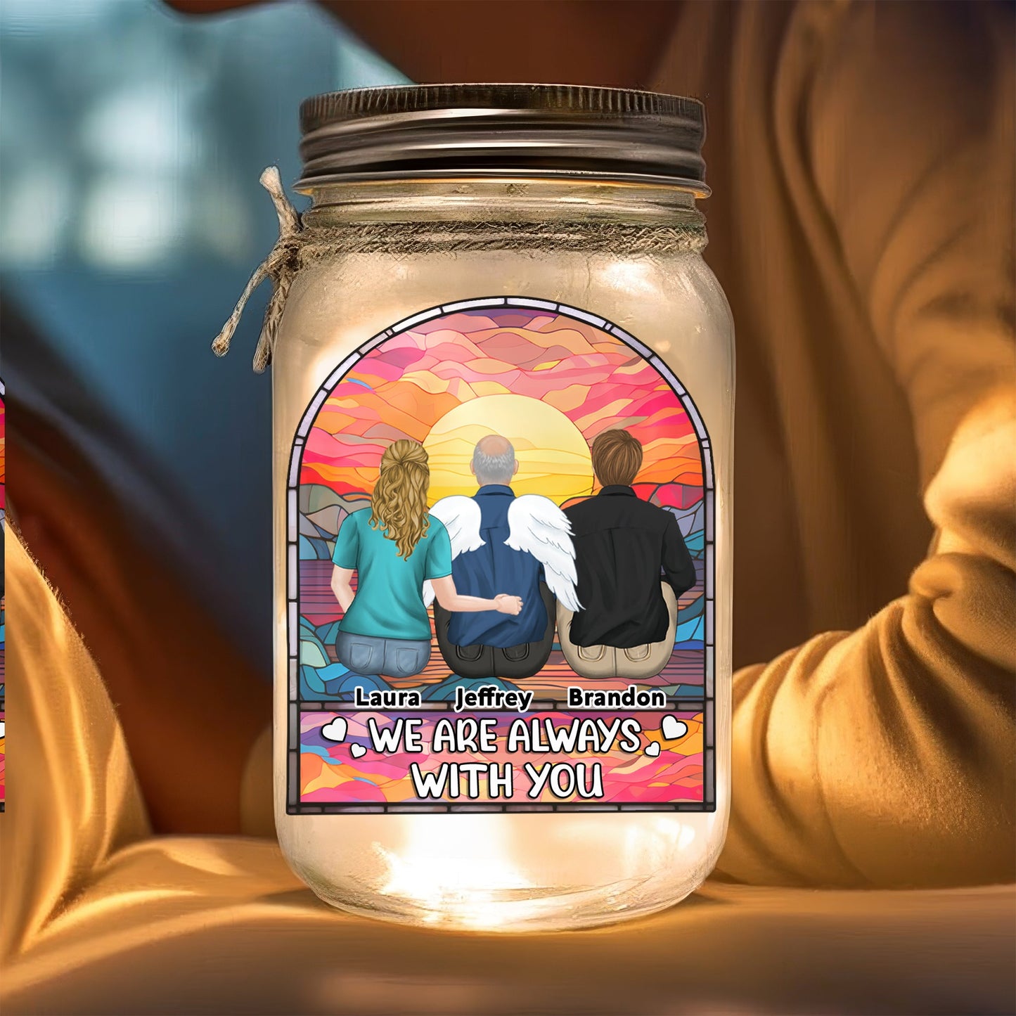 Always On My Mind - Personalized Custom Mason Jar Light