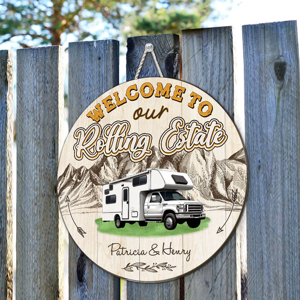 Welcome To Our Rolling Estate - Personalized Custom Wood Sign