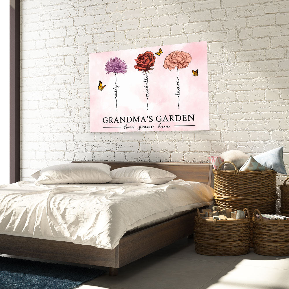 Garden Love Of Grandma Grows Here Beautiful Birth Month Flower - Personalized Custom Poster