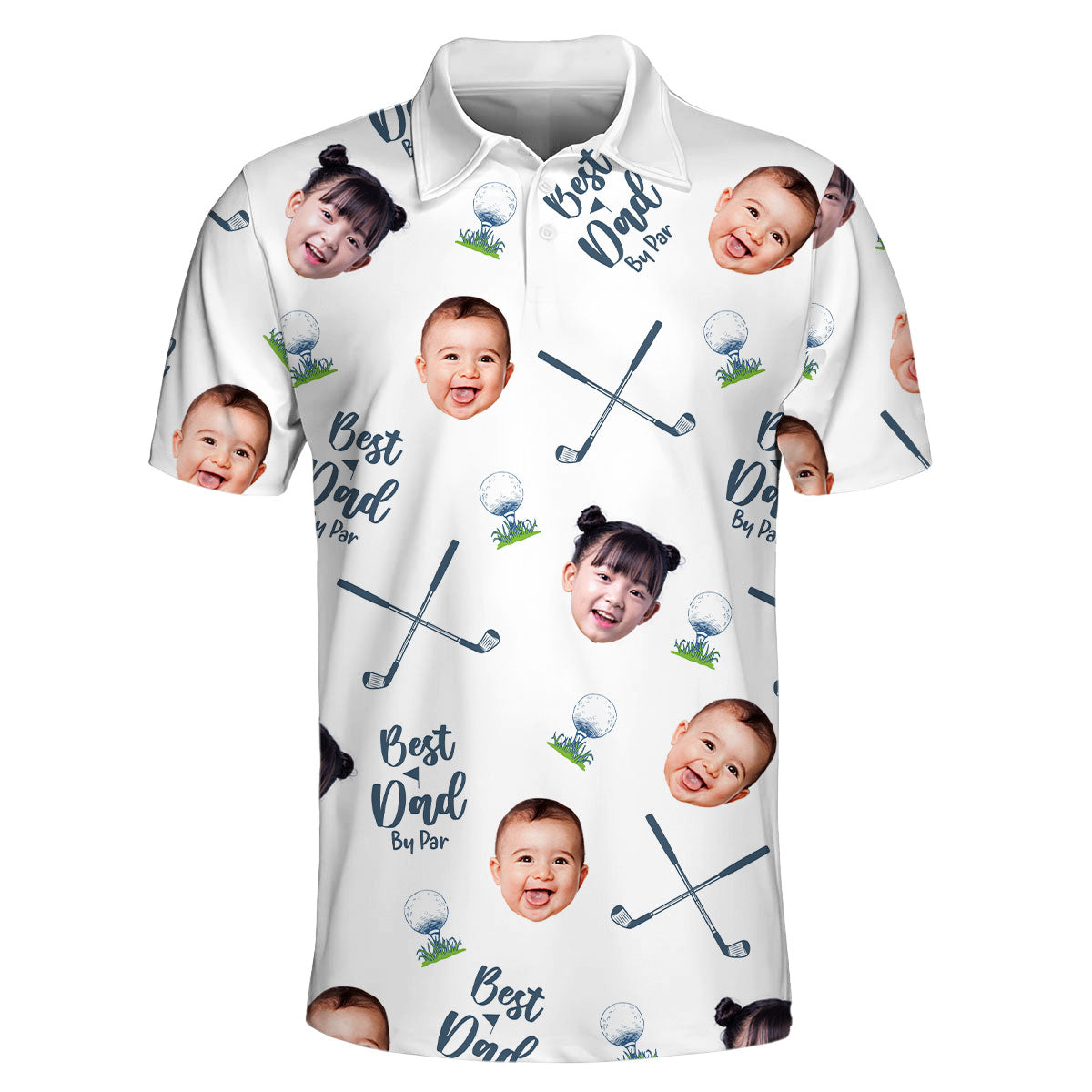Best Dad By Par - Personalized Photo Polo Shirt - Customized Goft Shirt, Father's Day, Gift For Dad