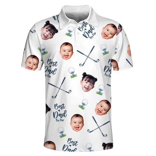 Best Dad By Par - Personalized Photo Polo Shirt - Customized Goft Shirt, Father's Day, Gift For Dad