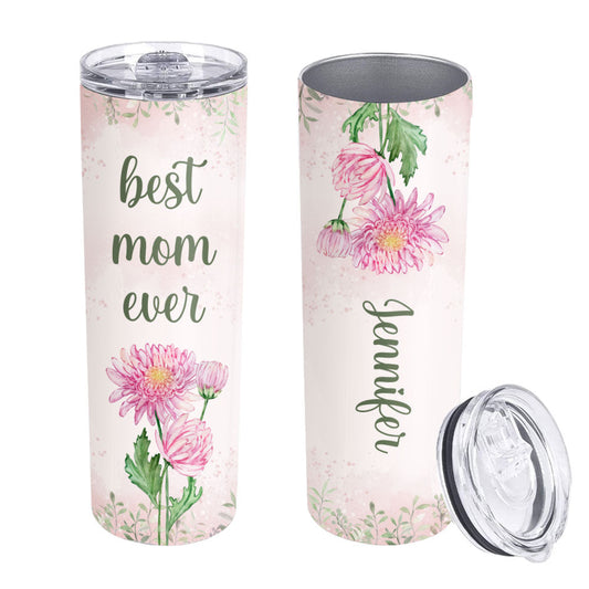 Birthflower Mom Grandma - Personalized Custom Skinny Tumbler