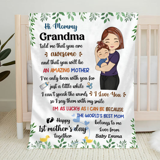 Happy First Mothers Day Together - Personalized Custom Fleece Blanket