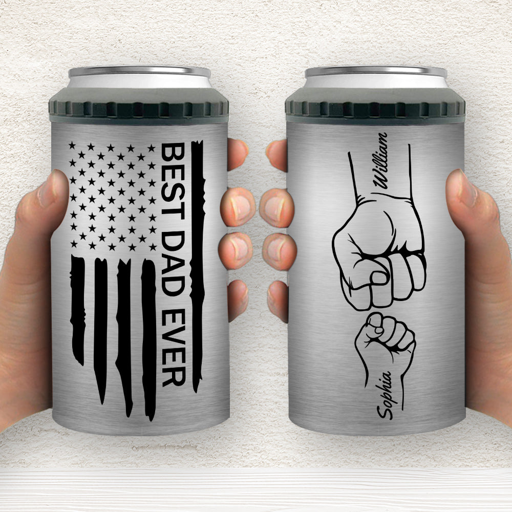 Best Dad Ever Fist Bump - Personalized Custom Can Cooler Tumbler
