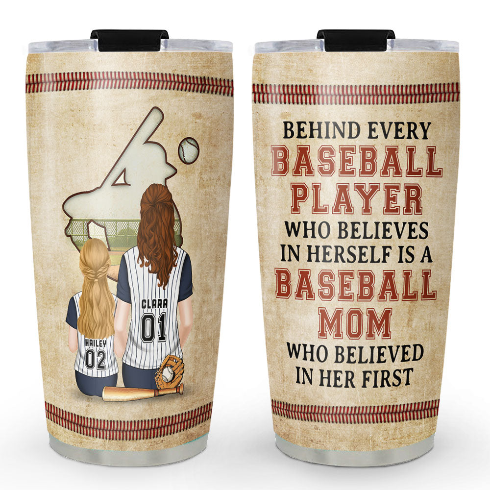 Softball Mom Behind Every Softball Player - Personalized Custom Tumbler