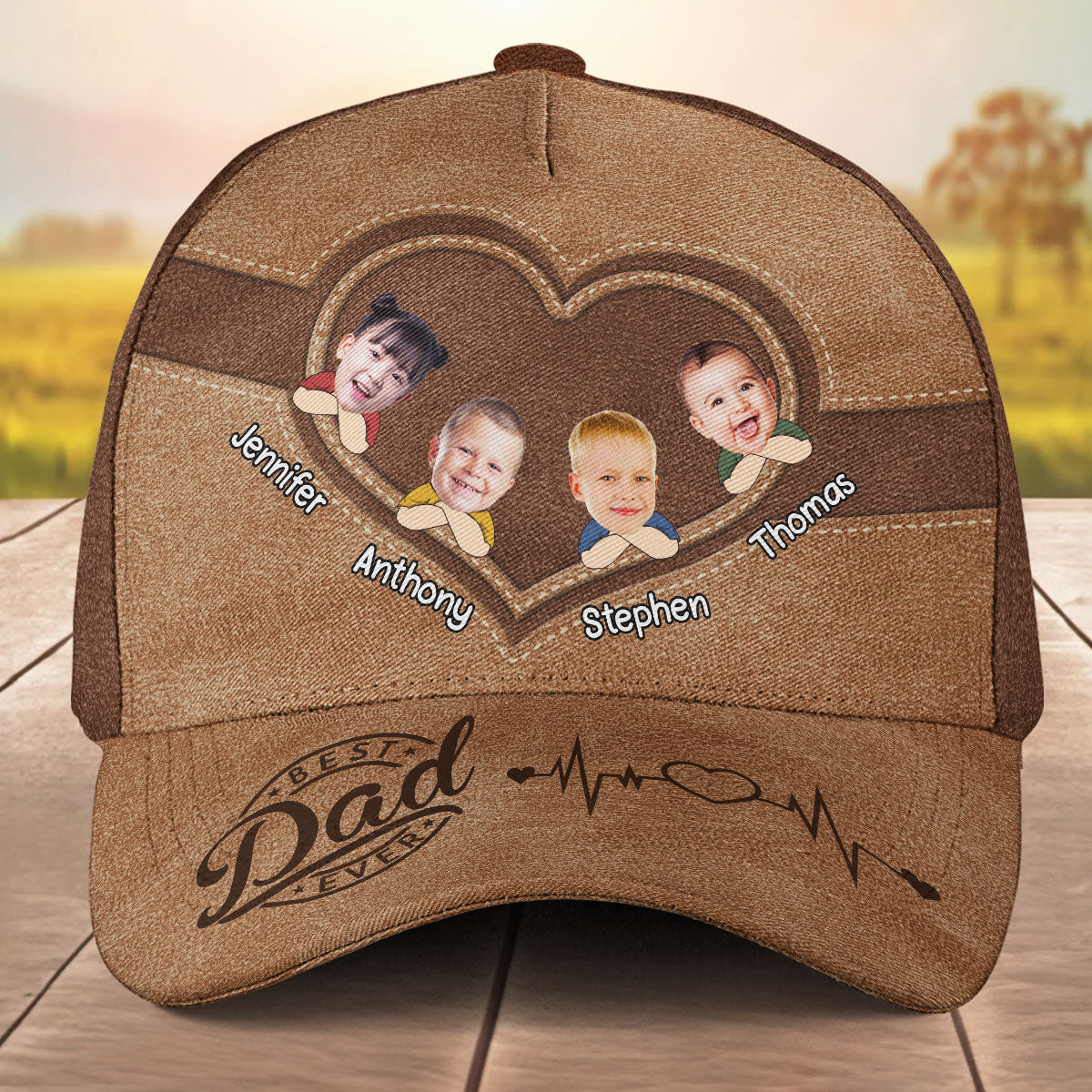 Custom Photo Best Papa Ever  - Personalized Classic Cap