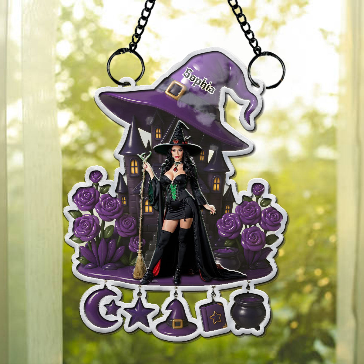 Beautiful Witch - Personalized Custom Suncatcher