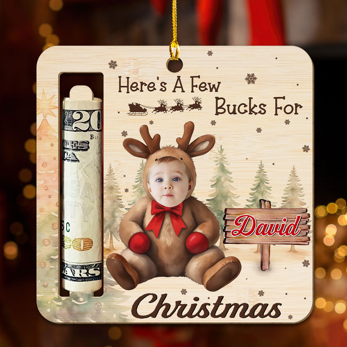 A Few Bucks For - Personalized Custom Money Holder Wood Ornament