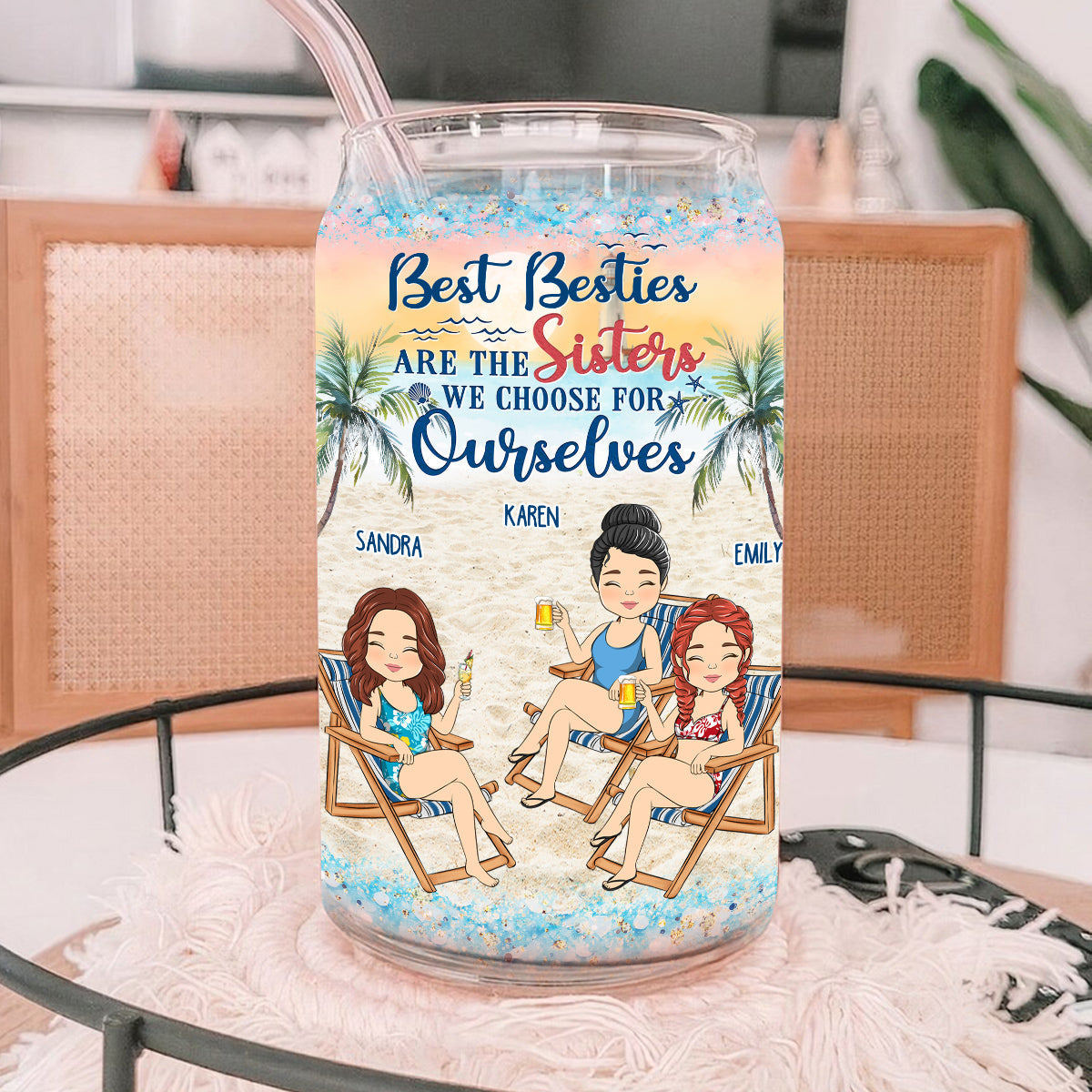 Best Friends Are The Sisters We Choose - Personalized Custom Glass Can