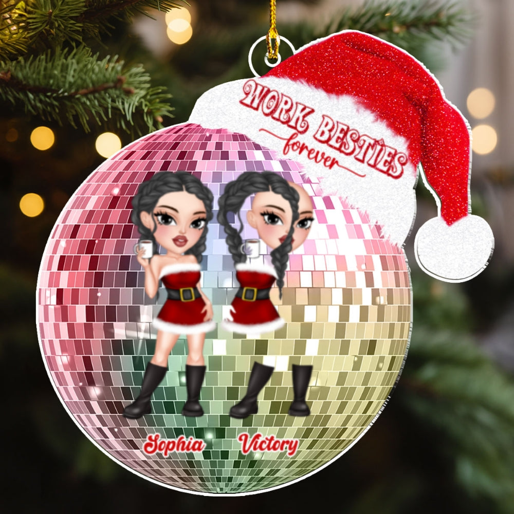 Besties Forever Santa Disco Ball - Personalized Custom Acrylic Ornament