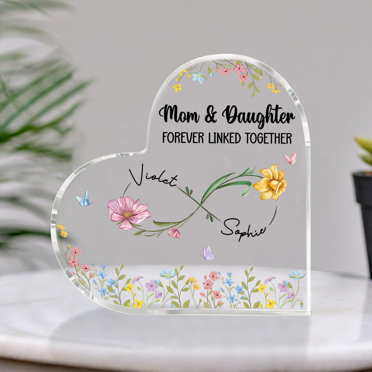 Mother And Daughter Forever Linked Together - Personalized Custom Acrylic Plaque