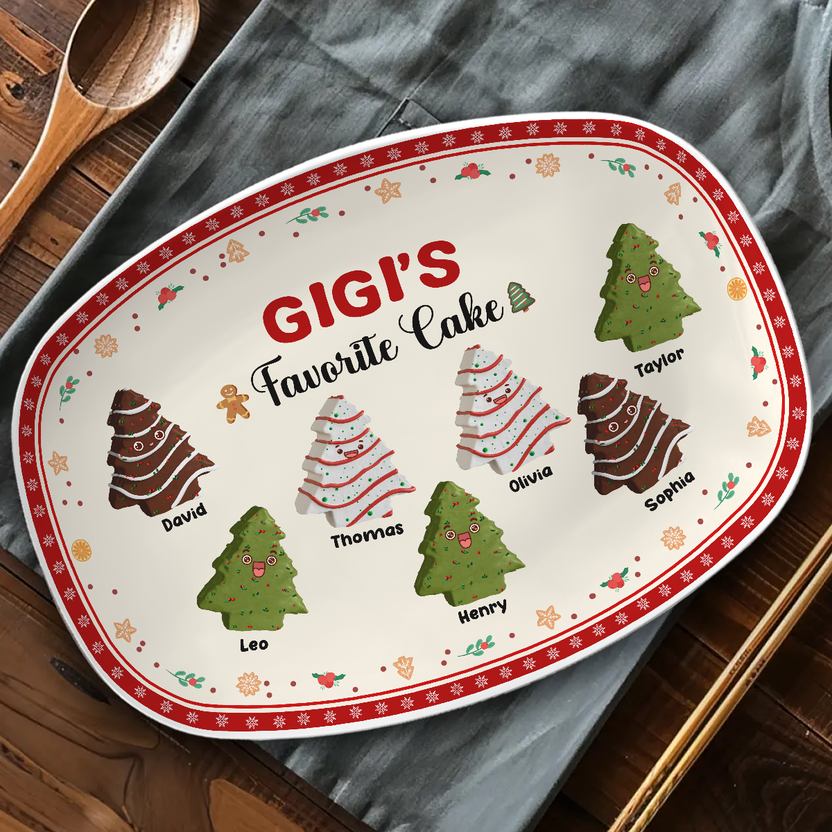 Favorite Christmas Tree Cake Of Grandma - Personalized Custom Platter