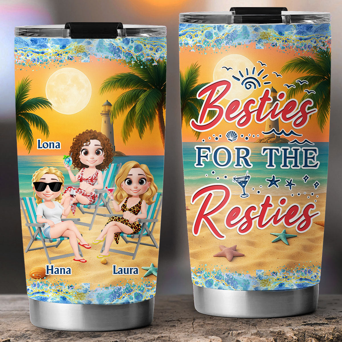 I Love You To The Beach And Back Best Friends - Personalized Custom Tumbler