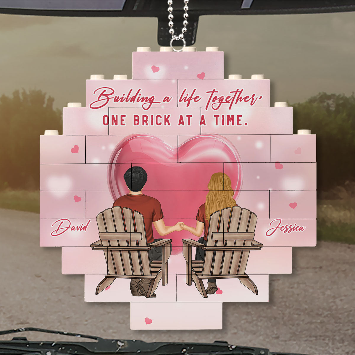One Brick At A Time- Personalized Custom Puzzle Car Ornament