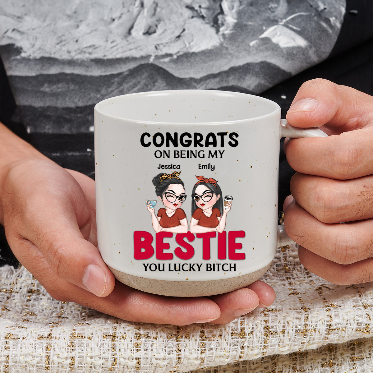 Congrats On Being My Bestie - Personalized Custom Pottery Mug