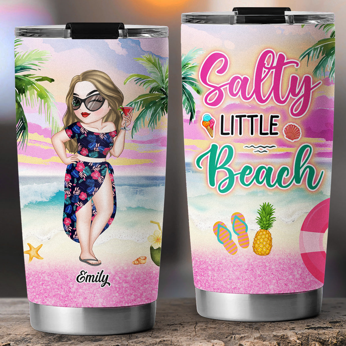Salty Little Beach  - Personalized Custom Tumbler