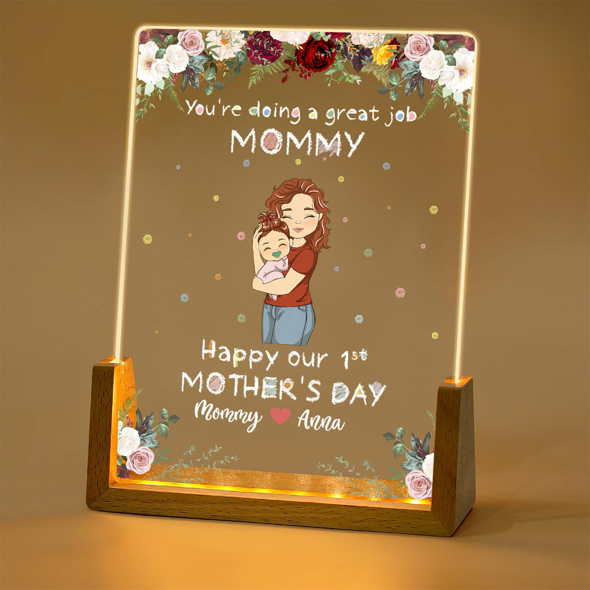 Best Mommy - Personalized Custom Plaque With Walnut Base