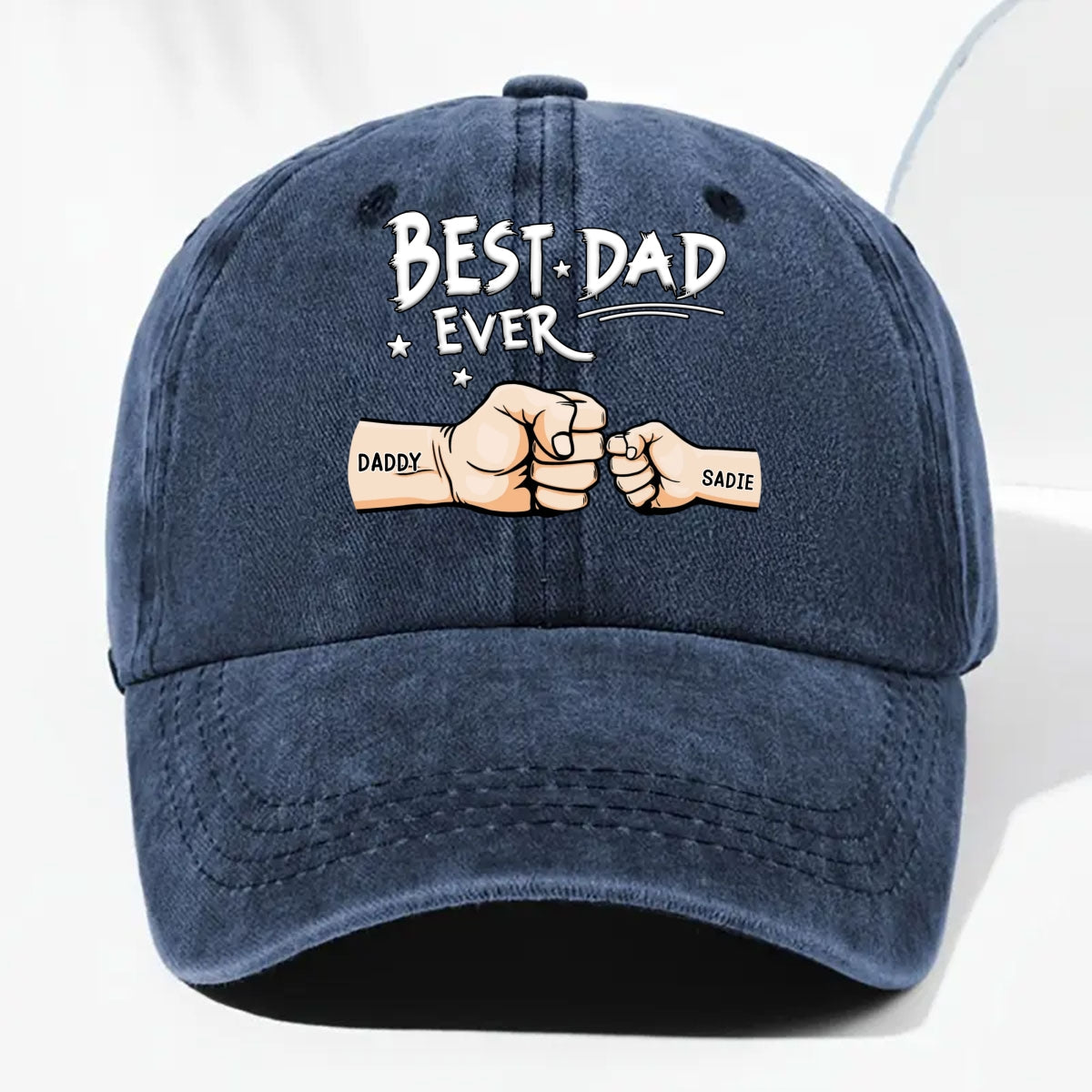 Best Dad - Personalized Custom Vintage Washed Denim Cap
