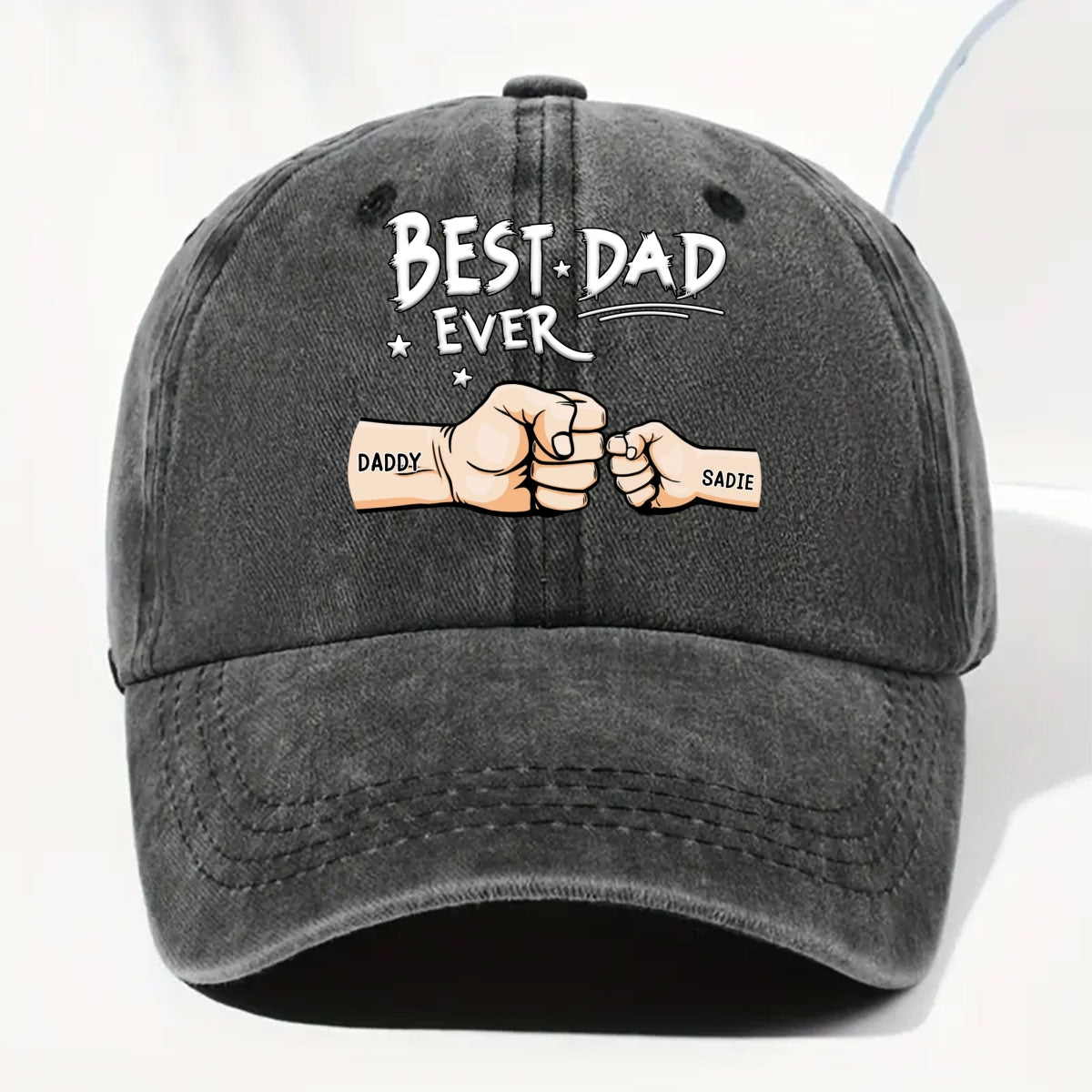 Best Dad - Personalized Custom Vintage Washed Denim Cap