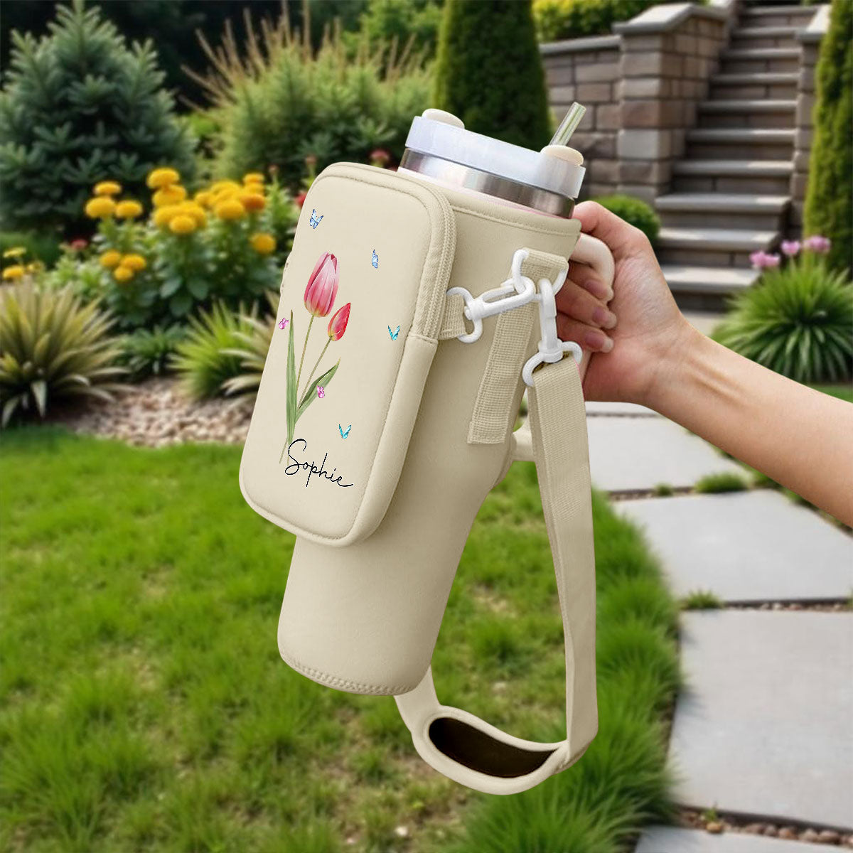 You Are The Most Beautiful Flower - Personalized Custom 40oz Water Bottle Carrier Bag