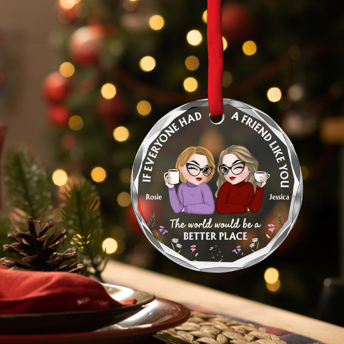 If Everyone Had A Friend Like You Chibi - Personalized Custom Glass Ornament