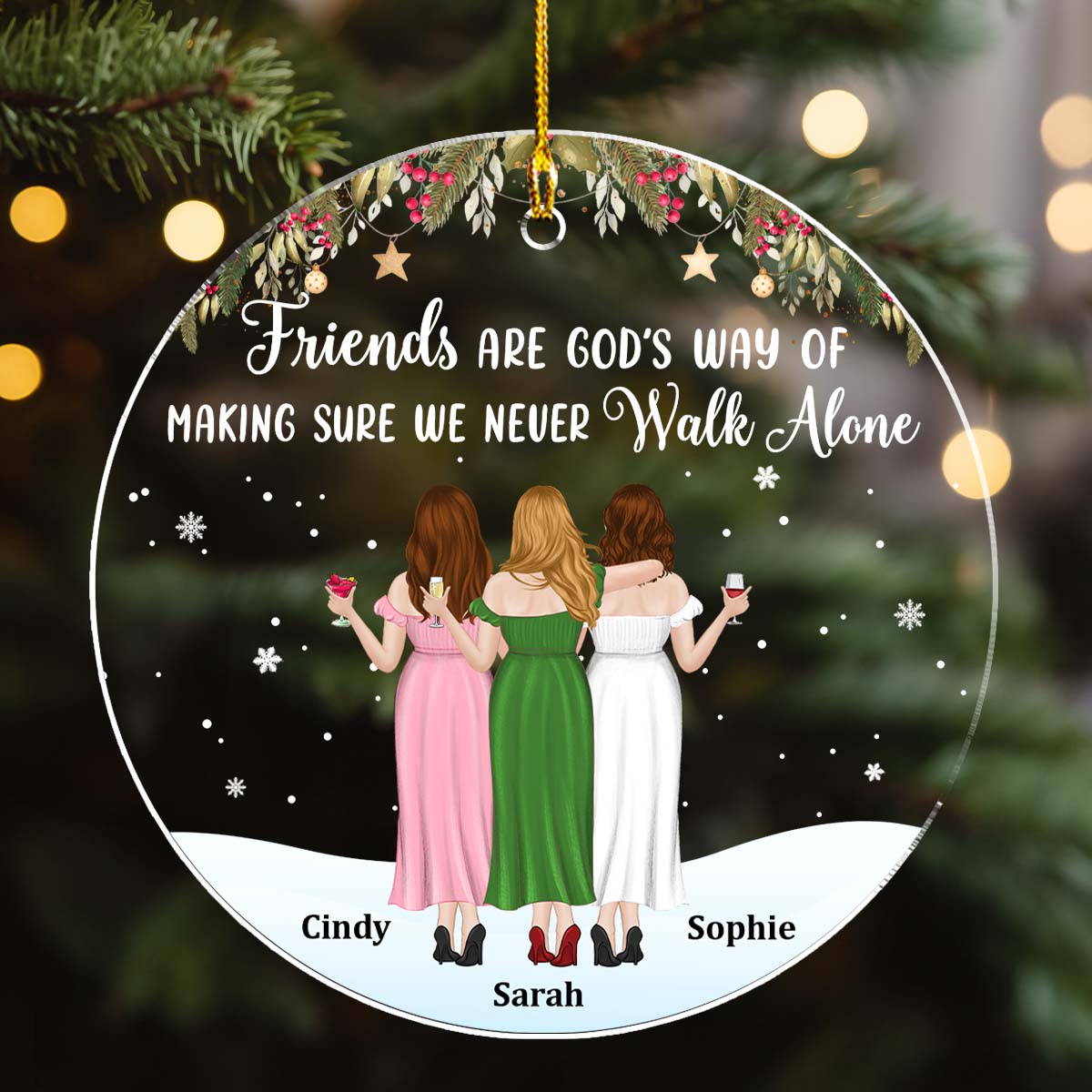 Sister Never Walk Alone - Personalized Custom Acrylic Ornament